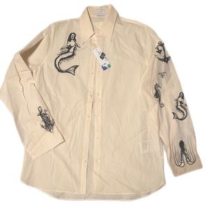 NWT! $1790! Prada Button Up Nautical Designs shirt, sz medium